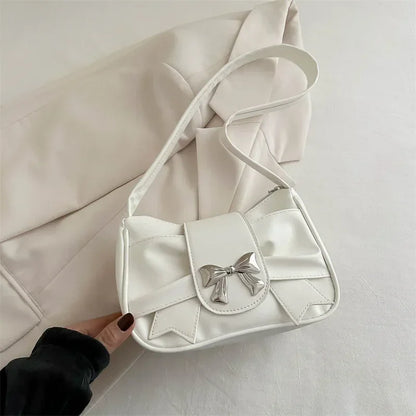 2025Trendy Bow Shoulder Bag Handbag Casual Underarm Bag Daily Commuting Bags PU Leather Lady Banquet Bag Business Women's Bags