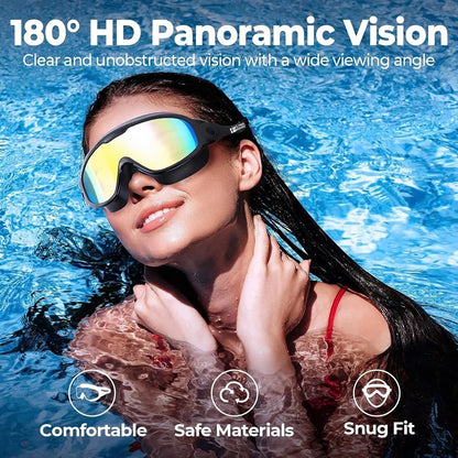 Integrated Earplugs Adult Big Frame Swimming Goggles – Anti-Fog & UV Protection