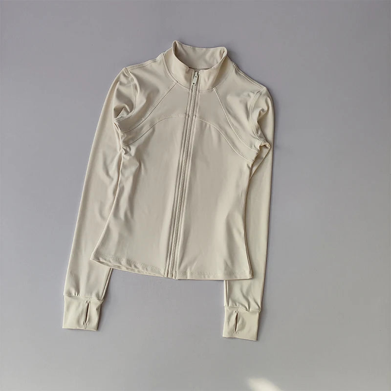 SKINOFSKIN Women’s High-End Yoga & Running Top – Long-Sleeve Standing Collar Sports Jacket