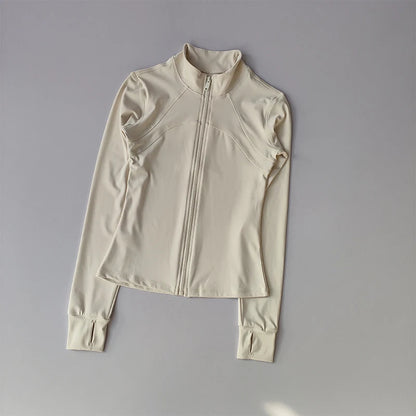 SKINOFSKIN Women’s High-End Yoga & Running Top – Long-Sleeve Standing Collar Sports Jacket