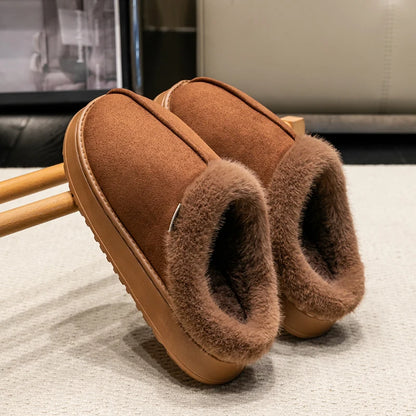 Fluffy Men’s Winter Slippers – Faux Suede Indoor Shoes with Plush Lining & Anti-Slip Sole