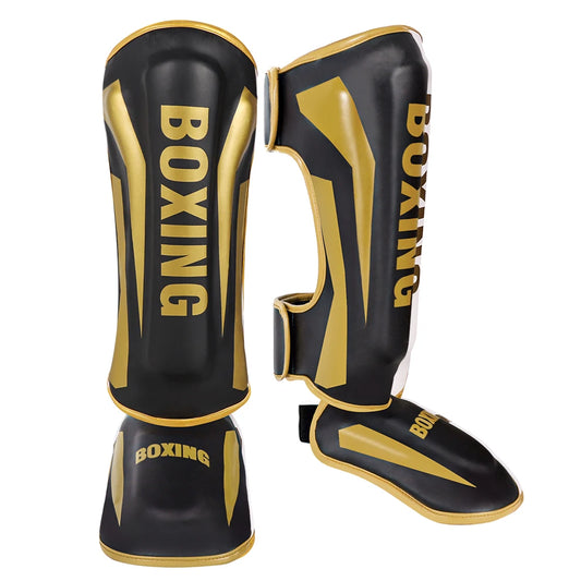Muay Thai Shin Guards & Instep Protection – Thickened Sanda Boxing Leg Guards for Kickboxing, MMA Training & Combat Sports (Unisex)