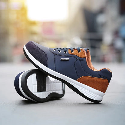 YRZL Men’s Waterproof Casual Sneakers – Spring & Autumn Lightweight Leather Shoes