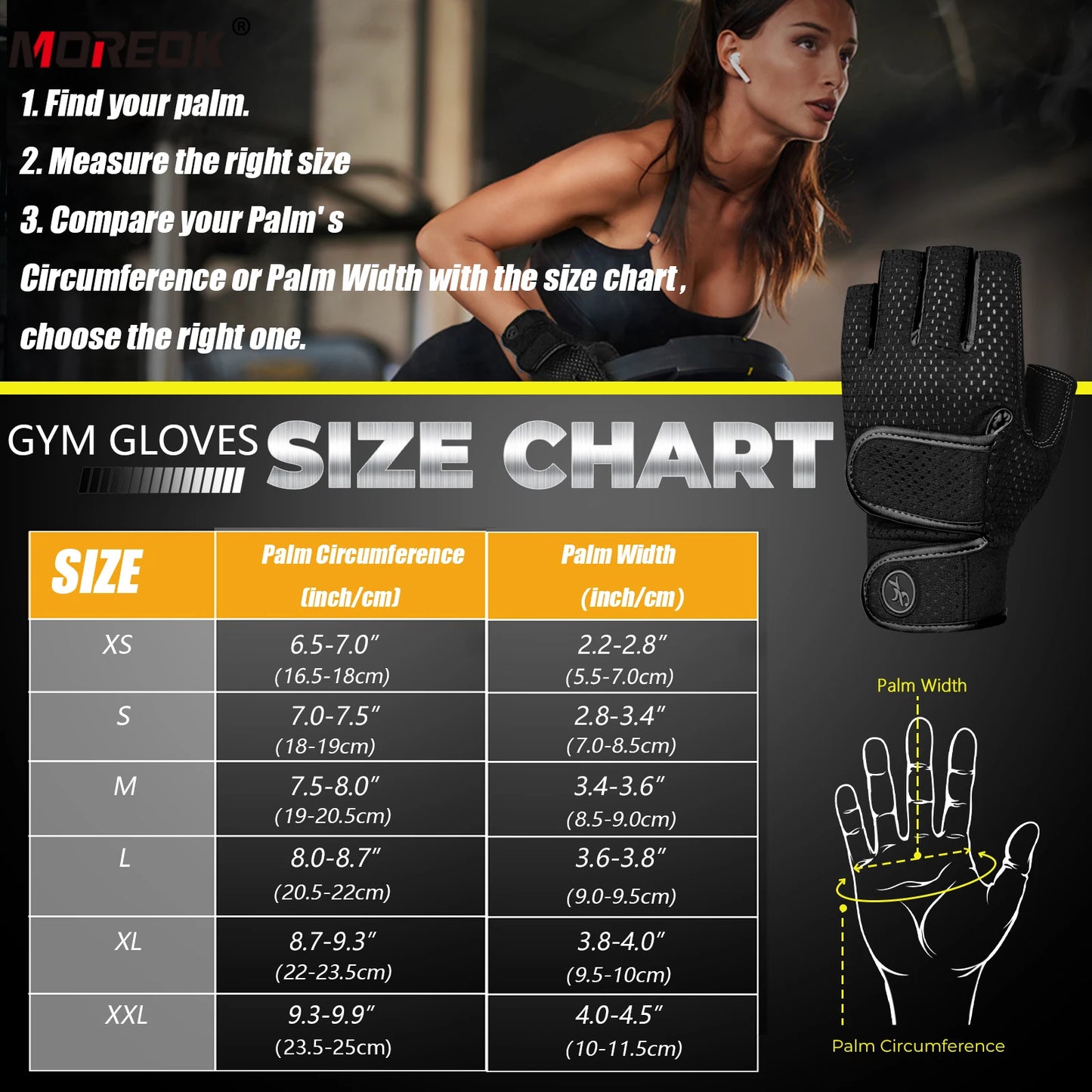 MOREOK Gym Gloves – Non-Slip, Shockproof, Breathable Fitness Gloves