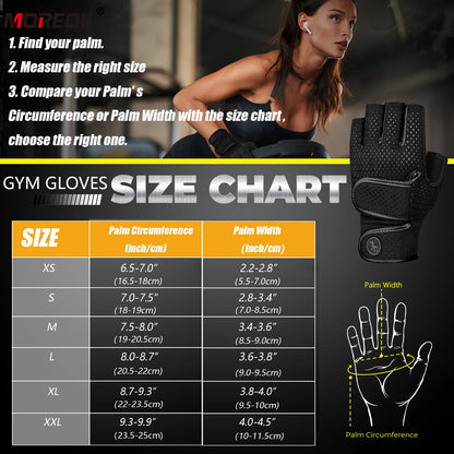 MOREOK Gym Gloves – Non-Slip, Shockproof, Breathable Fitness Gloves
