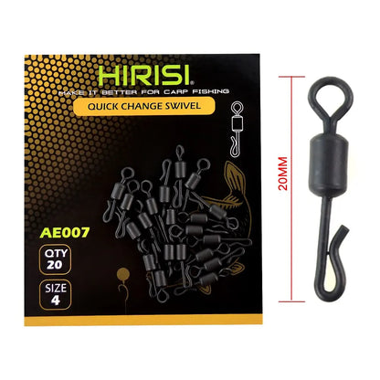 HIRISI Carp Fishing Quick Change Swivels – Pack of 20