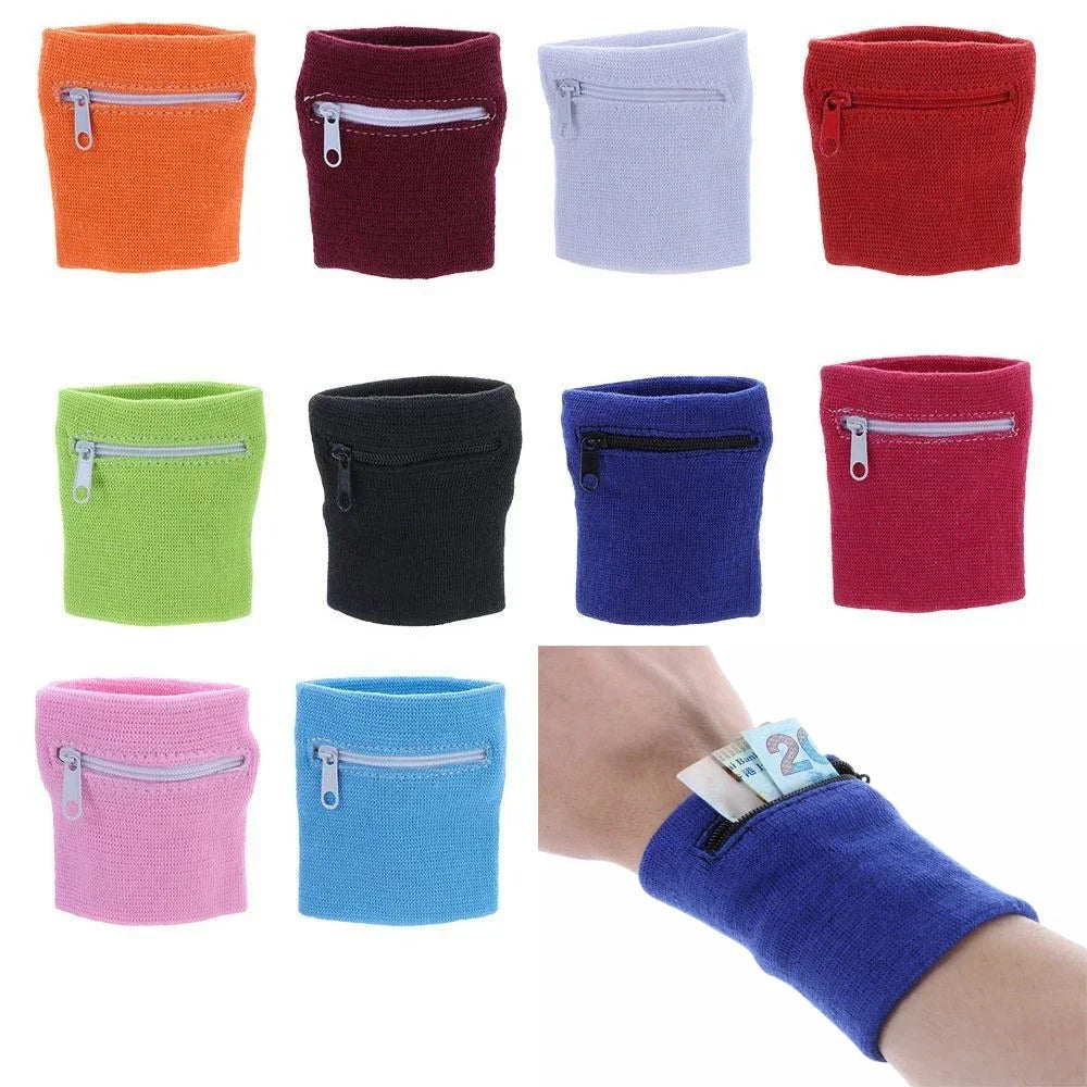 Unisex Sports Wristband with Zipper Pocket – Running, Gym & Cycling Sweatband Wallet