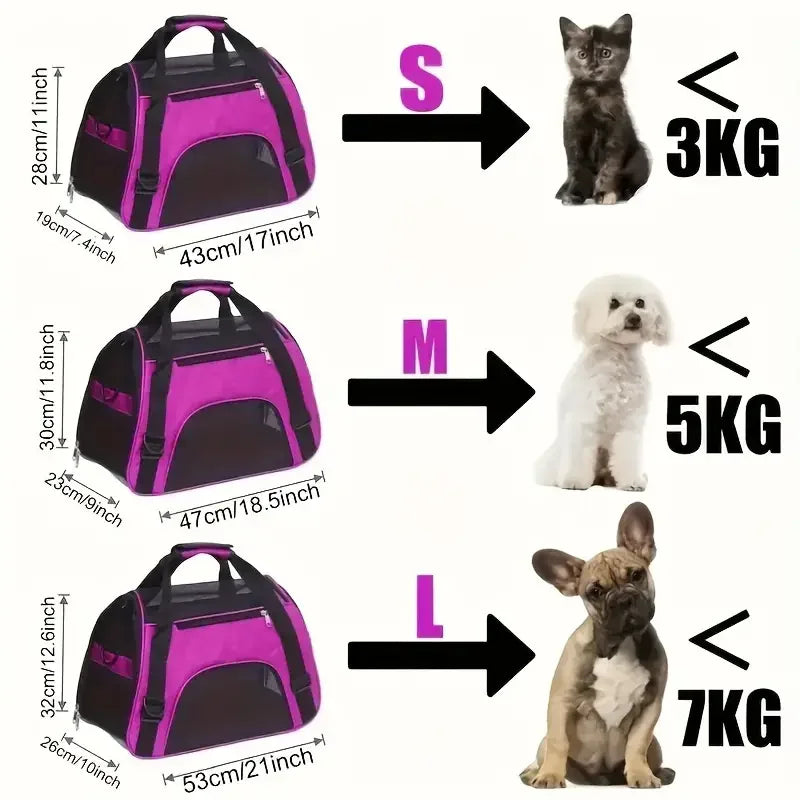 Soft-Sided Pet Carrier Bag | Portable & Foldable Travel Carrier for Cats, Dogs & Puppies