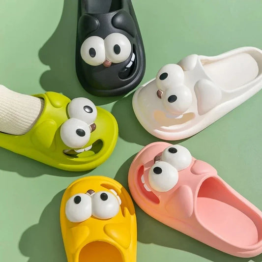 HININSEN Big Eye Dog Cartoon Sandals for Women – Cute PVC Clogs with Low Heel