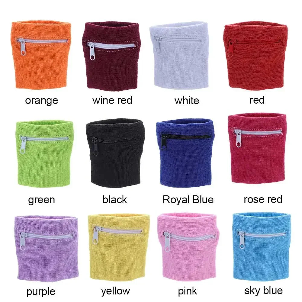 Unisex Sports Wristband with Zipper Pocket – Running, Gym & Cycling Sweatband Wallet