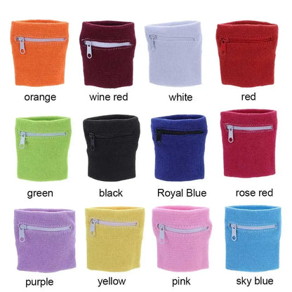 Unisex Sports Wristband with Zipper Pocket – Running, Gym & Cycling Sweatband Wallet