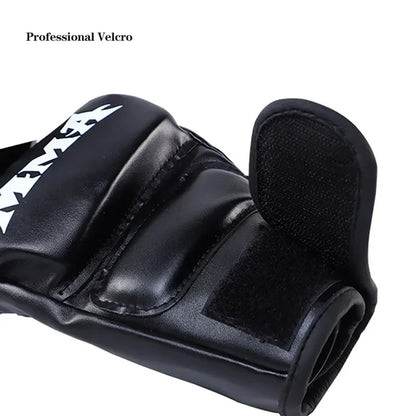 Kick Boxing Gloves – PU Leather Half-Finger Gloves for Men, Women & Kids
