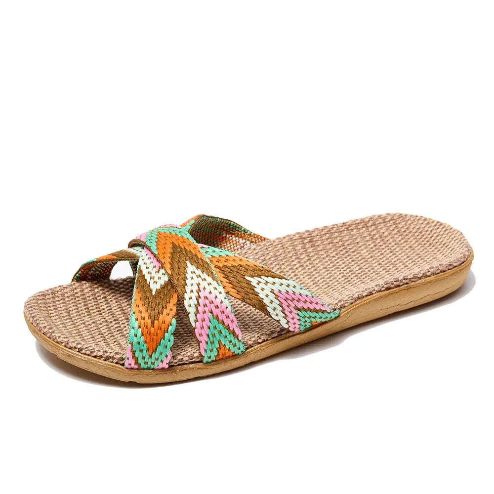 Indoor Women’s Linen Slippers – Lightweight Summer Home Shoes for Couples