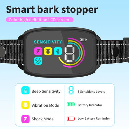 Smart Automatic Anti-Barking Dog Collar | Rechargeable Shock & Vibration Training Collar for All Dog Sizes