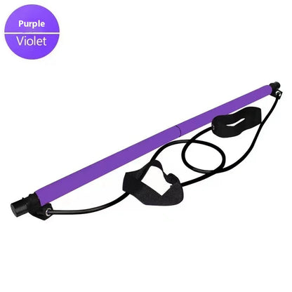 Pilates Stick Bar with Resistance Bands – Adjustable Home Workout Fitness Bar for Yoga, Stretching & Full Body Training