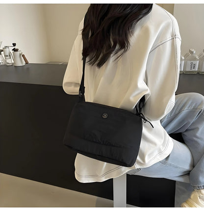 Multi-functional Nylon Crossbody Bag Niche Design Zipper Waterproof Shoulder Bag Solid Color Korean Style Small Phone Bag Women