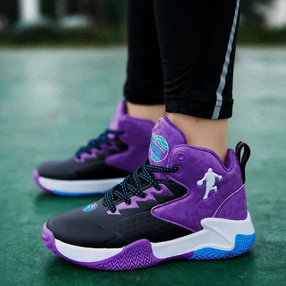 Kids Basketball Shoes Boys Girls Breathable Non-Slip High Top Training Sneakers Indoor Outdoor Sports Shoes