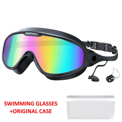 Integrated Earplugs Adult Big Frame Swimming Goggles – Anti-Fog & UV Protection
