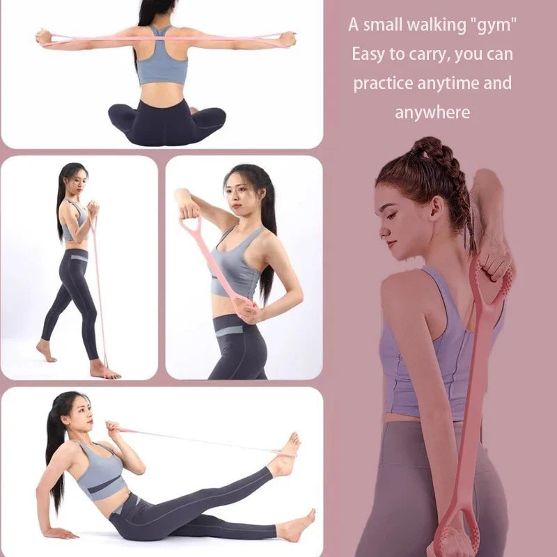 Stretch Strap Yoga 8-Figure Tensioner – Elastic Silicone Resistance Band for Shoulder, Back, and Full-Body Stretching