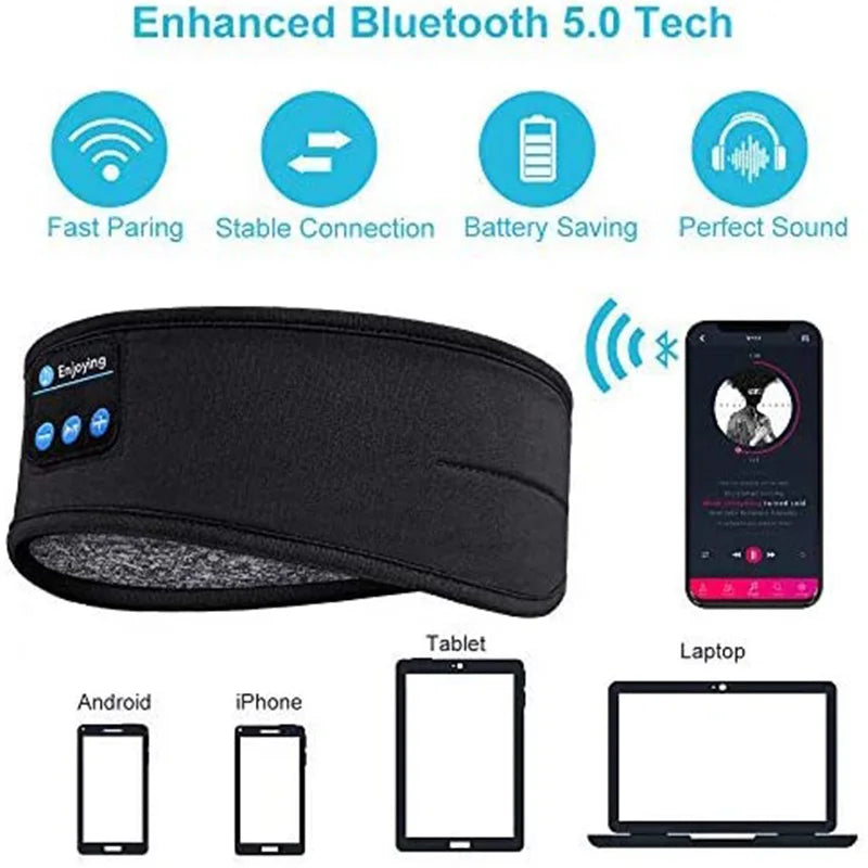 XMSJ Bluetooth 5.0 Wireless Headband Earphones – Active Noise-Cancellation, Sports & Sleep Friendly