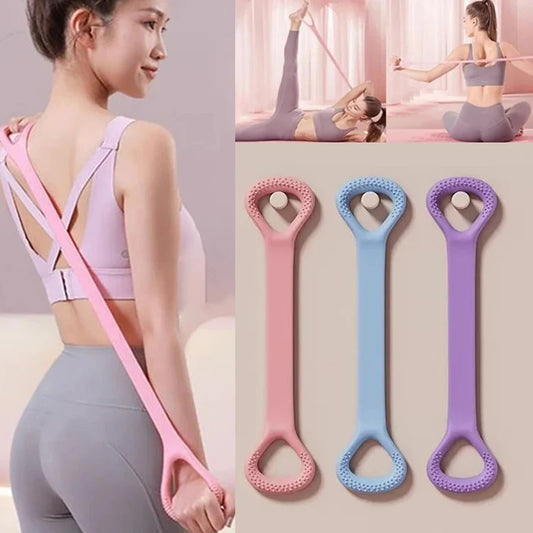 Stretch Strap Yoga 8-Figure Tensioner – Elastic Silicone Resistance Band for Shoulder, Back, and Full-Body Stretching