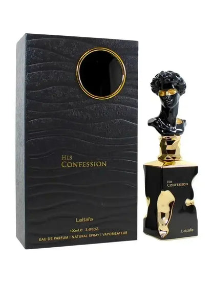His Confession for Men Eau De Parfumoil - Elegant Black Luxury Cologne with Golden Accent Bottle, Long-Lasting Floral Fragrance