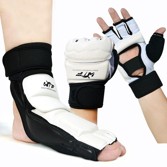 Unisex Polyester Taekwondo Foot Gloves & Ankle Protector Set