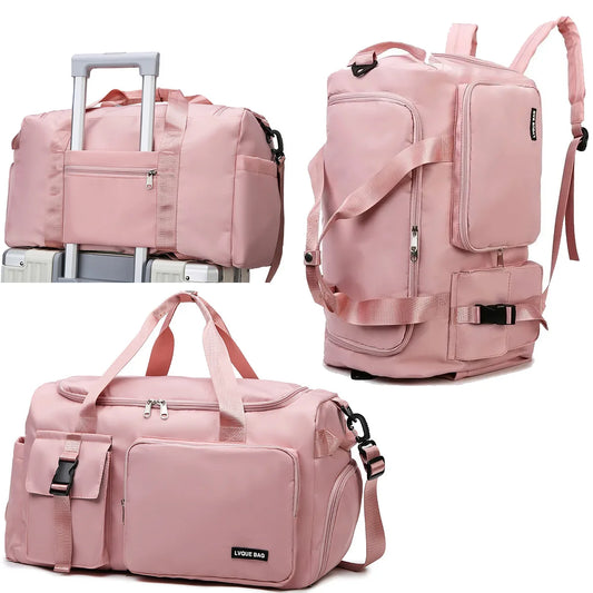 Scione Women’s Sports Gym & Travel Bag – Dry/Wet Separation, Shoe Compartment, Weekender Duffel, Nylon Multi-Function Bag