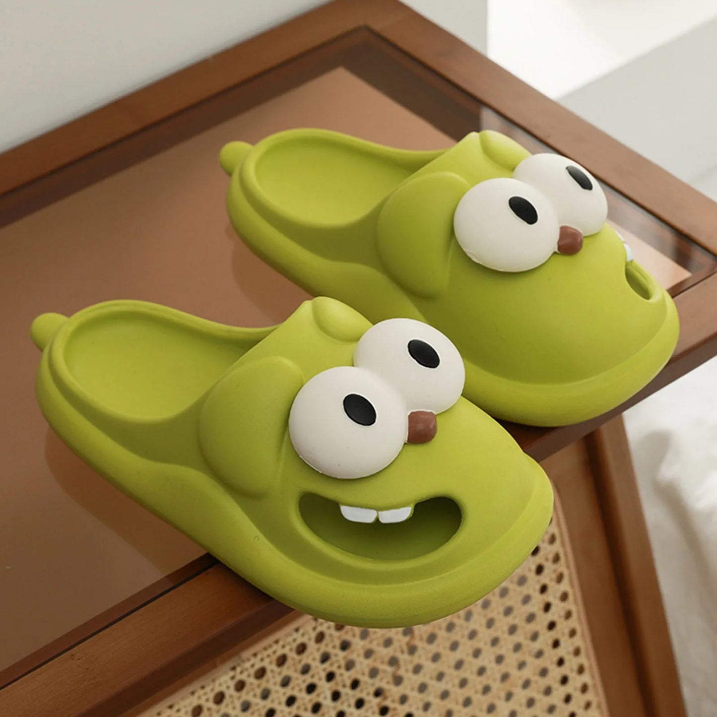 Tongue Kiss Slippers Big Eye Dog Slippers Cute Funny Big Eye Dog Fun Cartoon Package Head Eva Slippers For Women