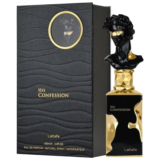 His Confession for Men Eau De Parfumoil - Elegant Black Luxury Cologne with Golden Accent Bottle, Long-Lasting Floral Fragrance