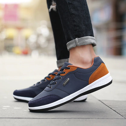 YRZL Men’s Waterproof Casual Sneakers – Spring & Autumn Lightweight Leather Shoes