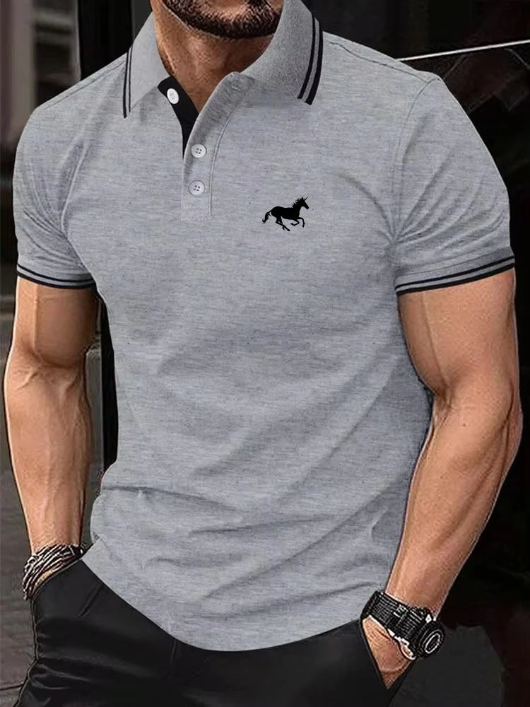 Men’s Classic Polo Shirt Short Sleeve Casual Summer Button Lapel Golf & Everyday Wear Shirt