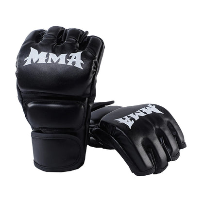 Kick Boxing Gloves – PU Leather Half-Finger Gloves for Men, Women & Kids