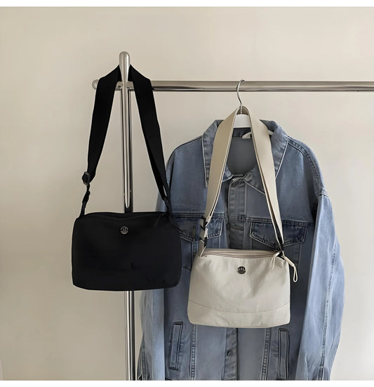 Multi-functional Nylon Crossbody Bag Niche Design Zipper Waterproof Shoulder Bag Solid Color Korean Style Small Phone Bag Women