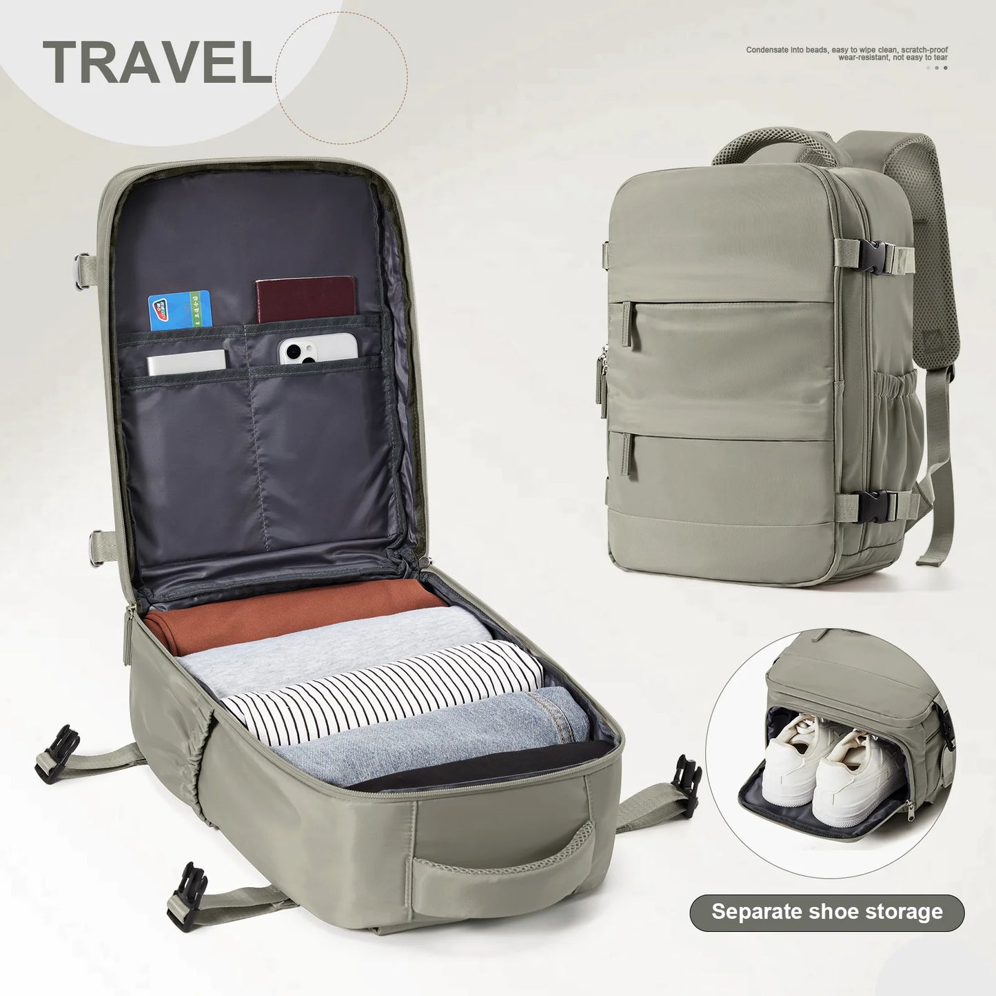 FLCC 40x20x25 cm Cabin Backpack – Unisex Travel, Laptop, and Hand Luggage