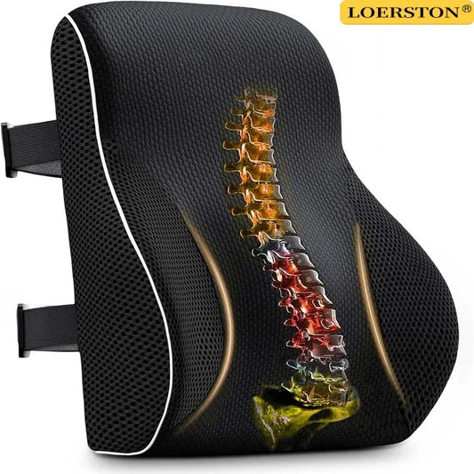 Non-Slip Memory Foam Lumbar Support Pillow – Back Pain Relief Waist Cushion for Car, Office & Home Seat Support