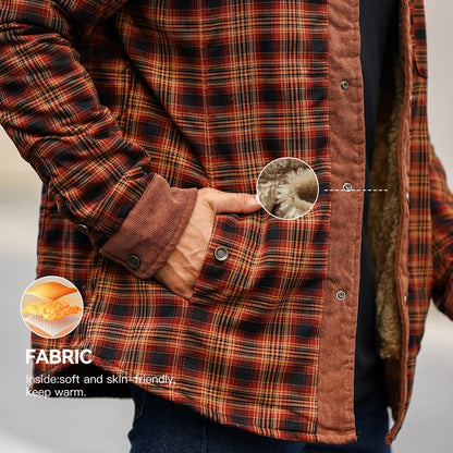 Men's Jackets Winter Windproof Warm Casual Bomber Coat Plaid Sherpa Lined Flannel Outdoor Classic Jacket Men US Size