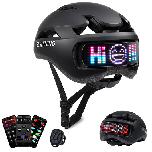 SLSHINING Smart LED Bike Helmet – APP-Controlled Road & MTB Helmet with Taillight Display