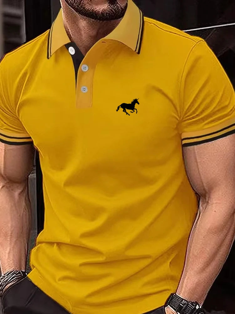 Men’s Classic Polo Shirt Short Sleeve Casual Summer Button Lapel Golf & Everyday Wear Shirt