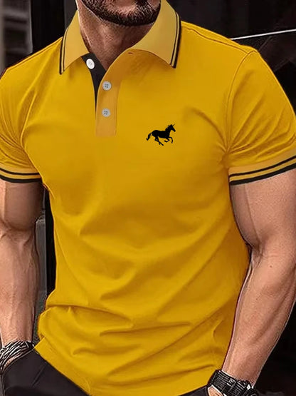 Men’s Classic Polo Shirt Short Sleeve Casual Summer Button Lapel Golf & Everyday Wear Shirt