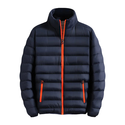 New Thickened Color Cotton Coats For Men Autumn And Winter Padding Jacket Stand Collar Zippered Cardigan Temperament Coat