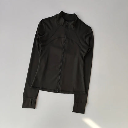 SKINOFSKIN Women’s High-End Yoga & Running Top – Long-Sleeve Standing Collar Sports Jacket