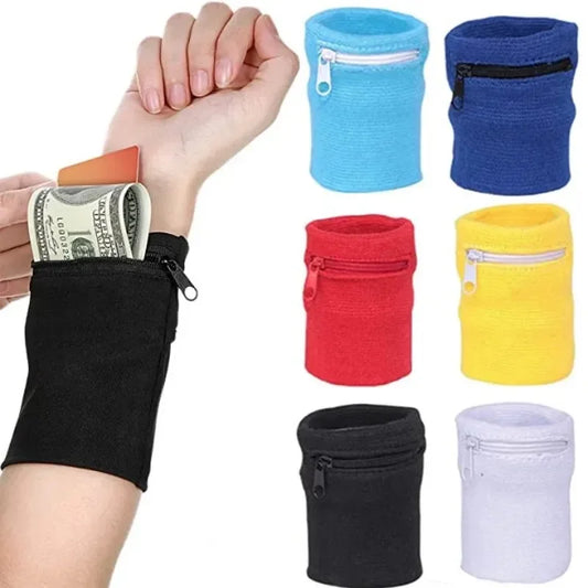 Unisex Sports Wristband with Zipper Pocket – Running, Gym & Cycling Sweatband Wallet