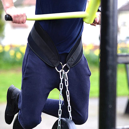Thicken Weight Lifting Belt with Chain – Professional Gym Dipping & Weight Training Belt