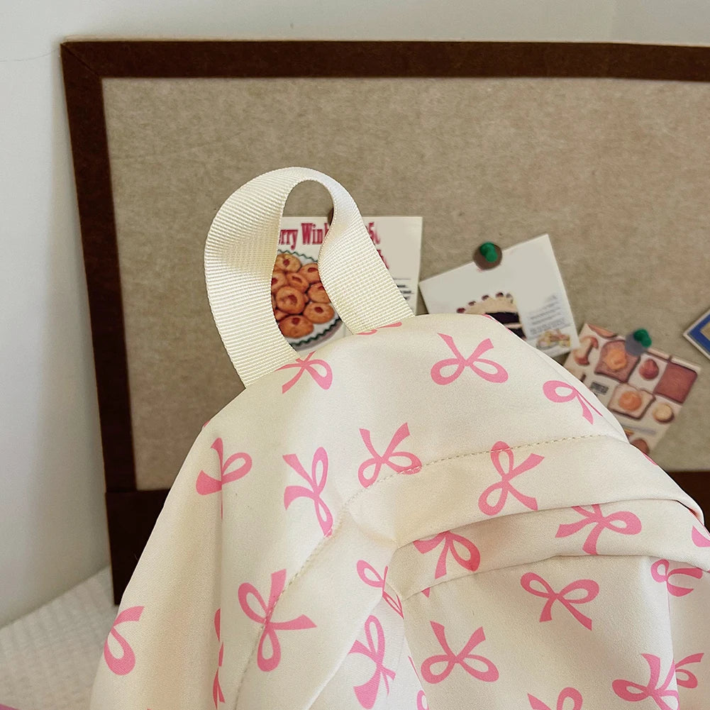 Fashion Trend Backpack Backpack for Women Bow Print Shoulder Bag Nylon Multi Pocklets Laptop Bag Daypack for Travel Work School