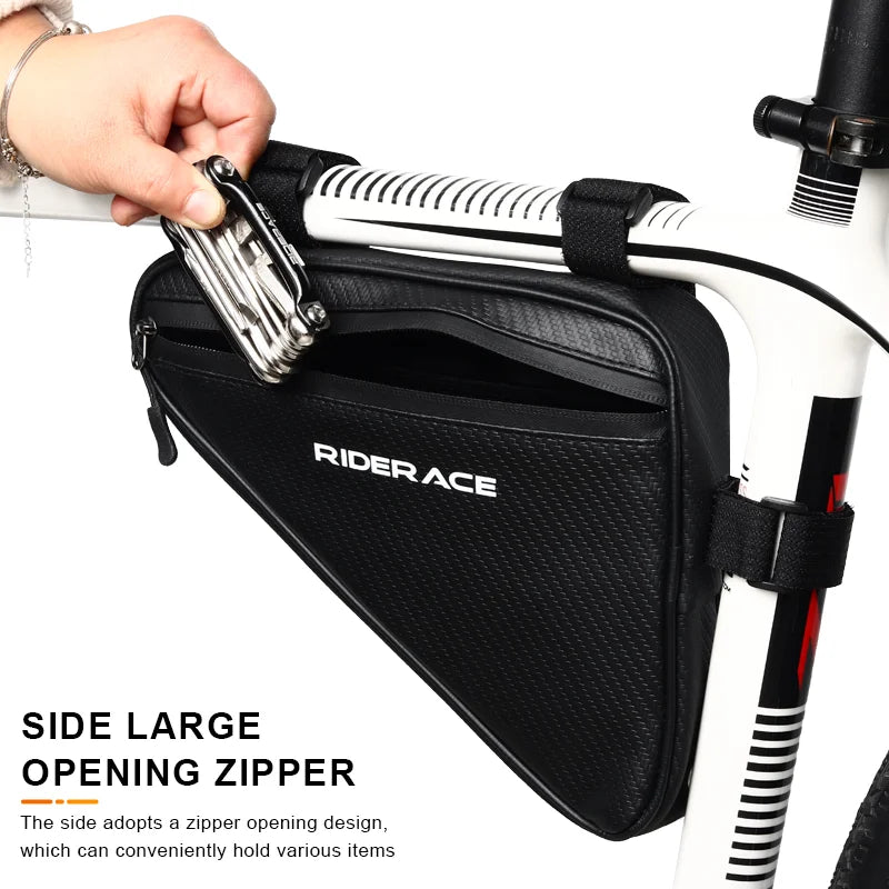 RIDERACE Waterproof Cycling Tube Bag – Top & Bottom Tube Bag for MTB & Road Bikes