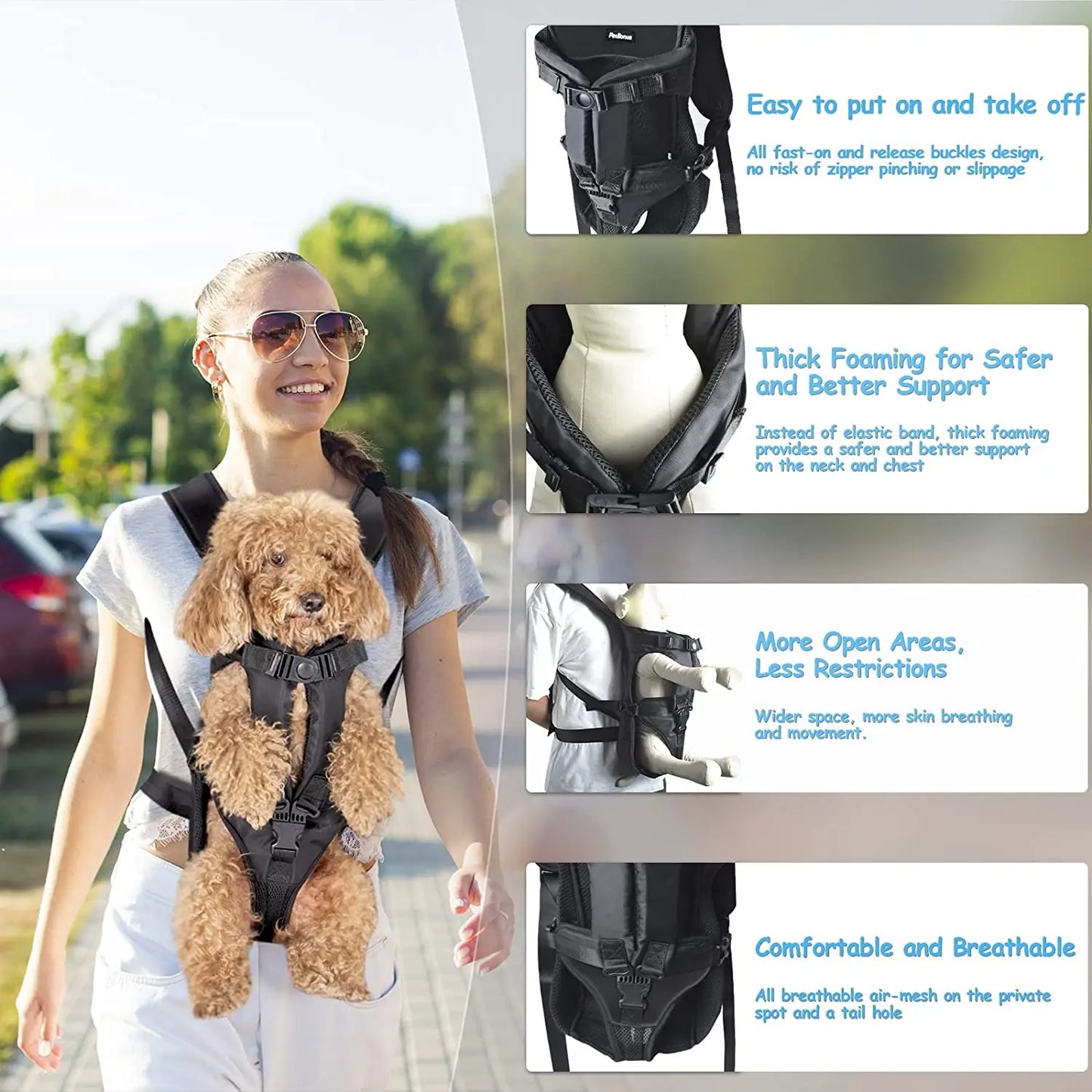 Pet Dog & Cat Backpack Carrier | Adjustable, Breathable, Lightweight