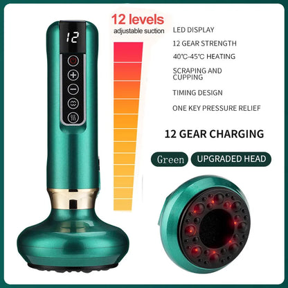 Hailicare Electric Cupping & Scraping Massager – 12-Level Adjustable Vacuum Suction with Infrared Heating
