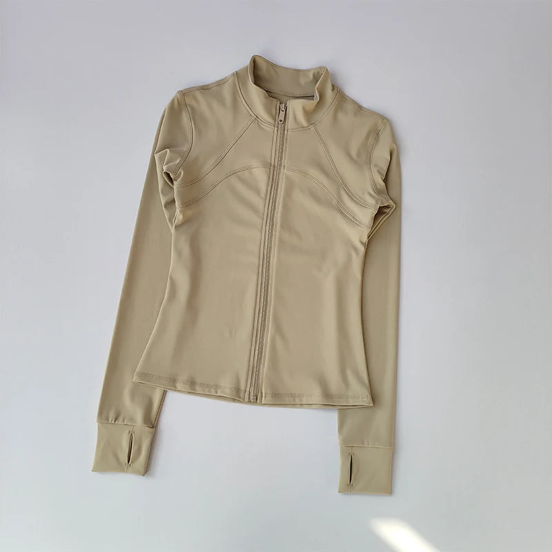 SKINOFSKIN Women’s High-End Yoga & Running Top – Long-Sleeve Standing Collar Sports Jacket