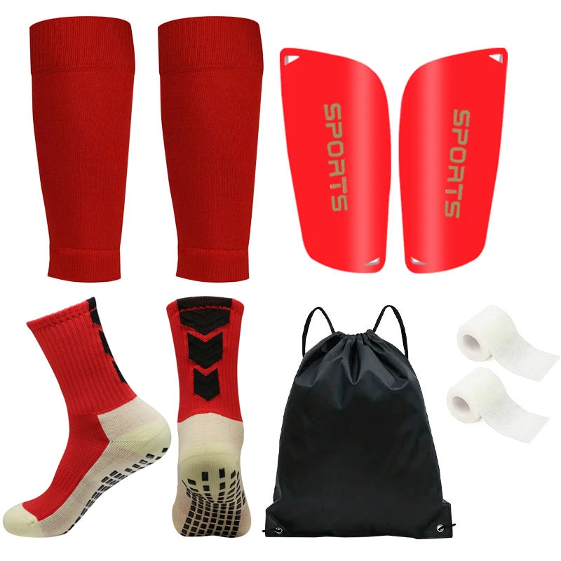 5PCS Soccer Training Set – Socks, Shin Pads, Leg Covers, Bandages & Drawstring Bag